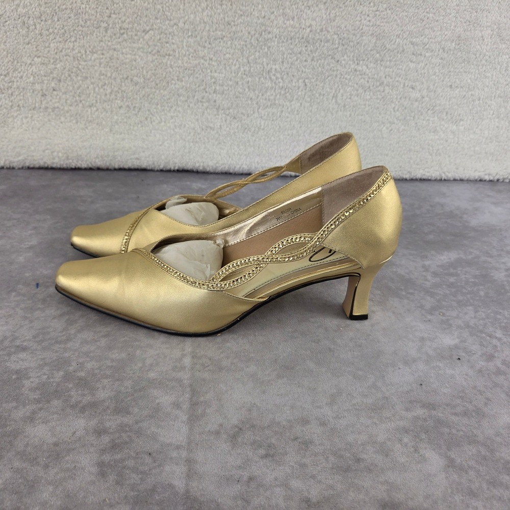 Dolce by Myers Nicole Gold Metallic Pointed Toe Kitten Heel Pumps Womens 9.5M